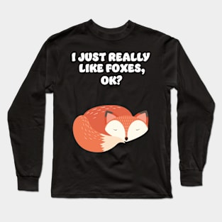 Fox Foxes Sleep Sleeping Watercolor Polygon Idea Long Sleeve T-Shirt